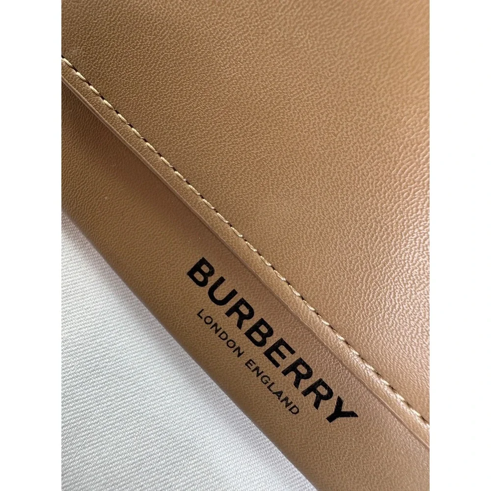 Burberry London England Tan Leather‎ Triangular Eyeglasses Sunglasses Case